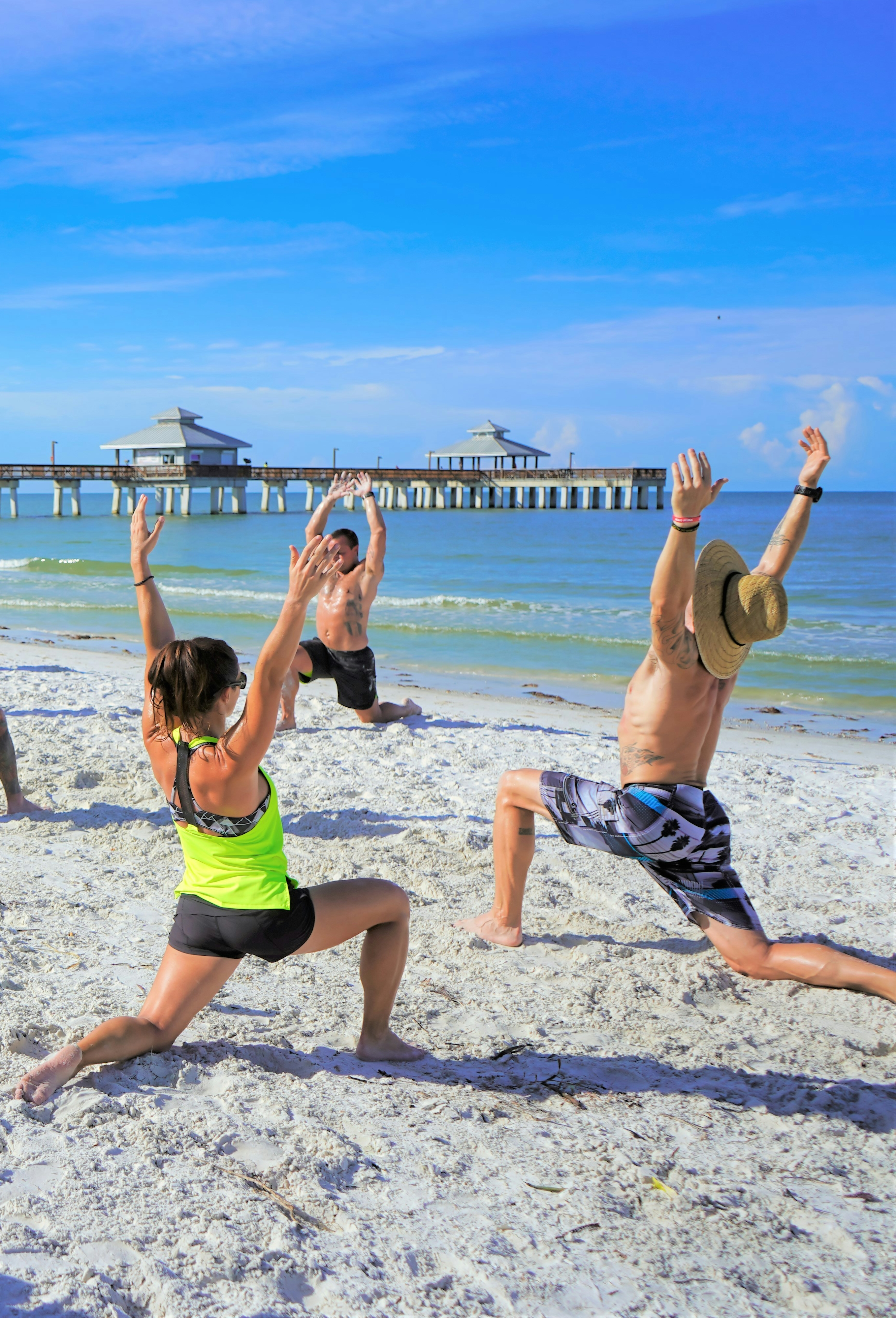 people moving on the beach